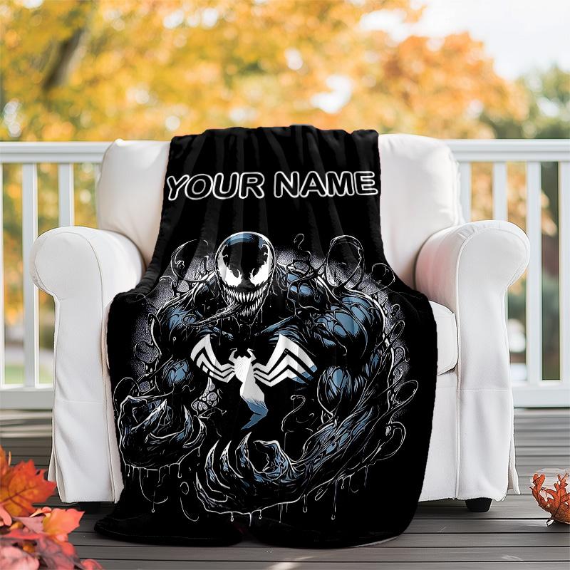 Customizable Venom Throw Blanket – Personalized Name, All-Season Cozy Snug Blanket, Machine Washable, Personalized Blanket