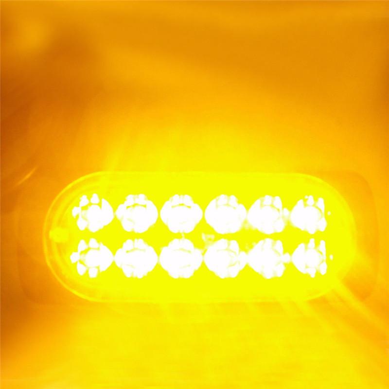 10PCS 12LED Lights Emergencies LED Car Strobe Lights Flashing Warning Light Beacon White Amber 12V 24V LED Stroboscopes For Auto