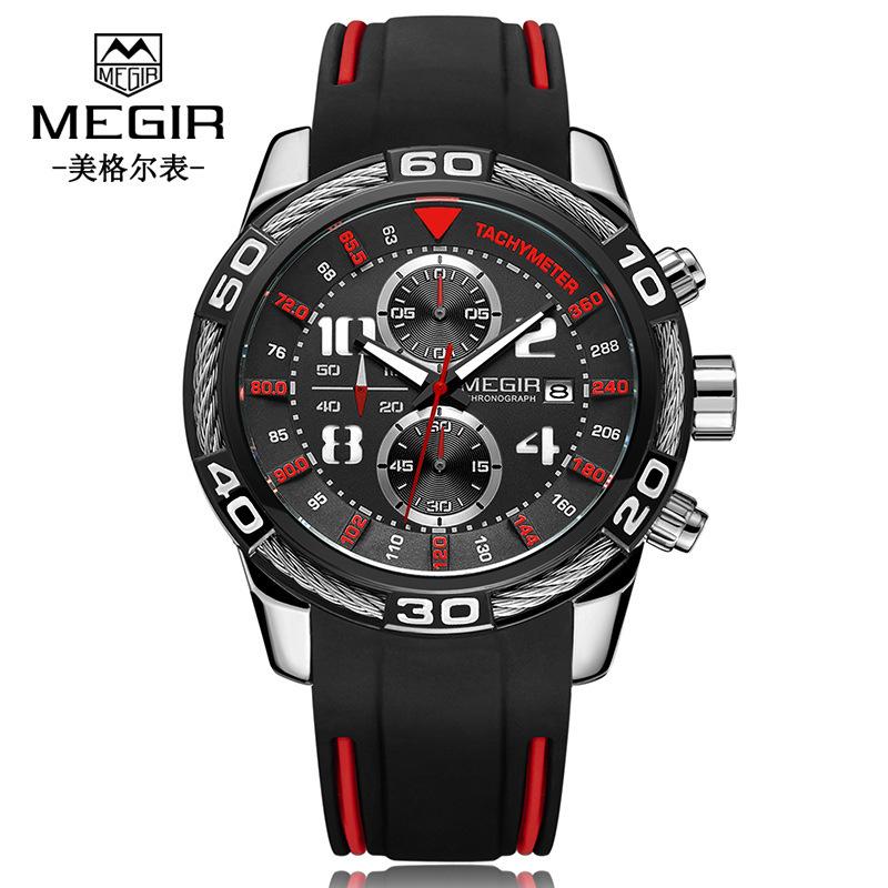 Watch Men S, Multifunctional Chronograph Calendar Sports Chronograph Men S Watch Silicone Quartz Watch 2045