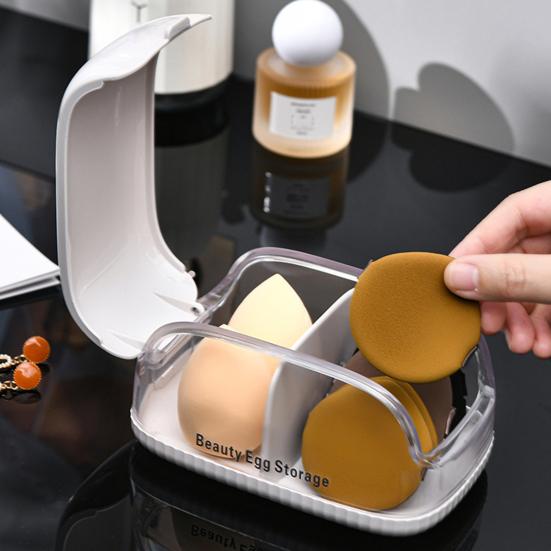 Makeup Sponge Case Portable Dustproof Cosmetic Egg Storage Box Transparent