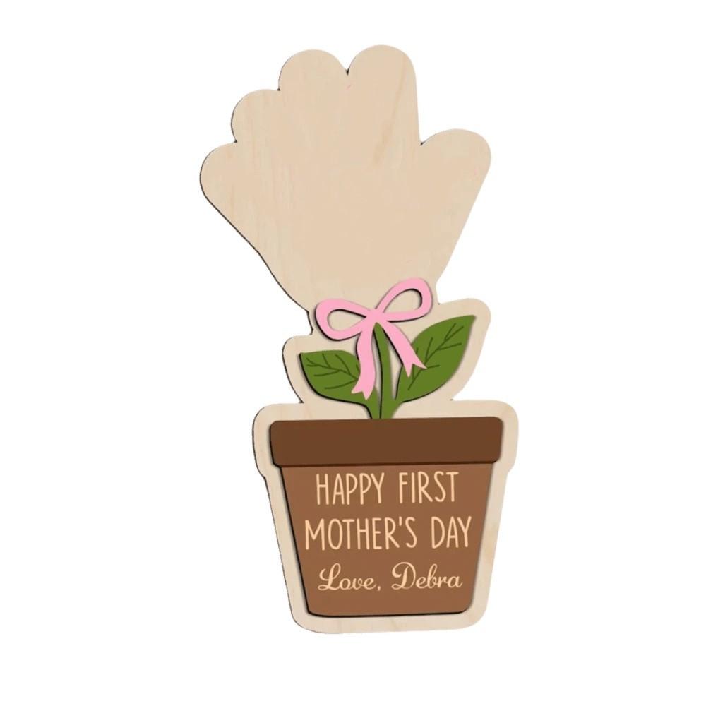 Decoration Mother's Day Plaque Hand Painted Wooden Flower Craft Kids DIY Painting