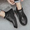 Leather Martin boots Men's outdoor thick-soled mid-top British leather shoes First layer cowhide boots High top trendy tooling leather boots
