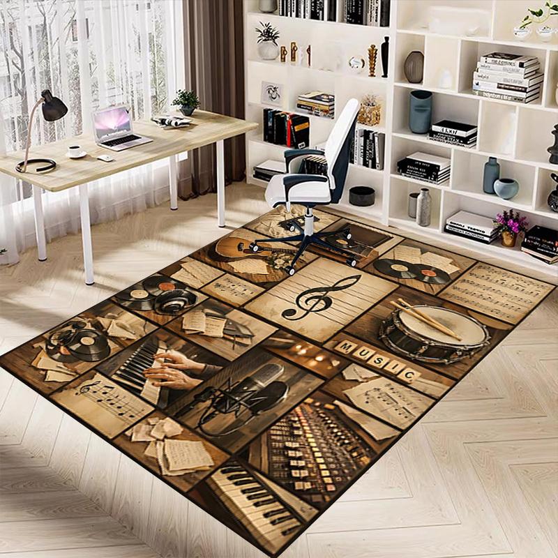 1PC Music Instruments Extra Large Non-Slip Floor carpet, Office, family, bedroom, Studio - Large Area Rug Indoor Rugs, Vibrant Colors-A241