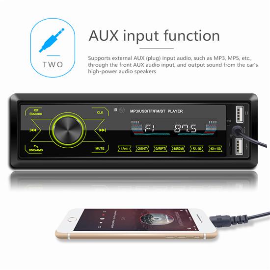 Único 1 Din Som Automotivo MP3 Player No Painel Bluetooth Aux-In Rádio Unidade Principal Botões de Toque