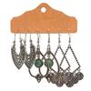 Antique Sliver-Plated Hollow Alloy Geometric Dangle Indian Earrings For Women Gypsy Zircon Boho Ethnic Leaf Bell Tassel Earring