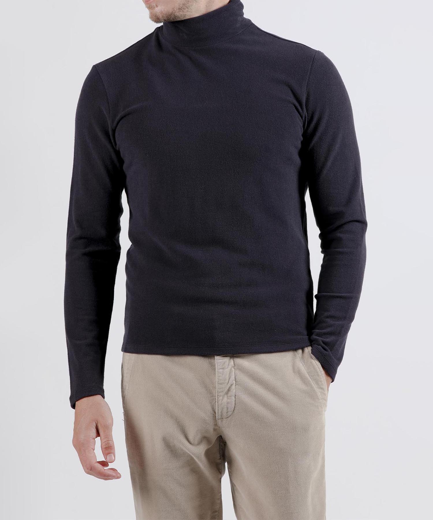 Panicalle Slim Fit Spandex Jersey Turtleneck T-Shirt [2 Colors] Navy/L