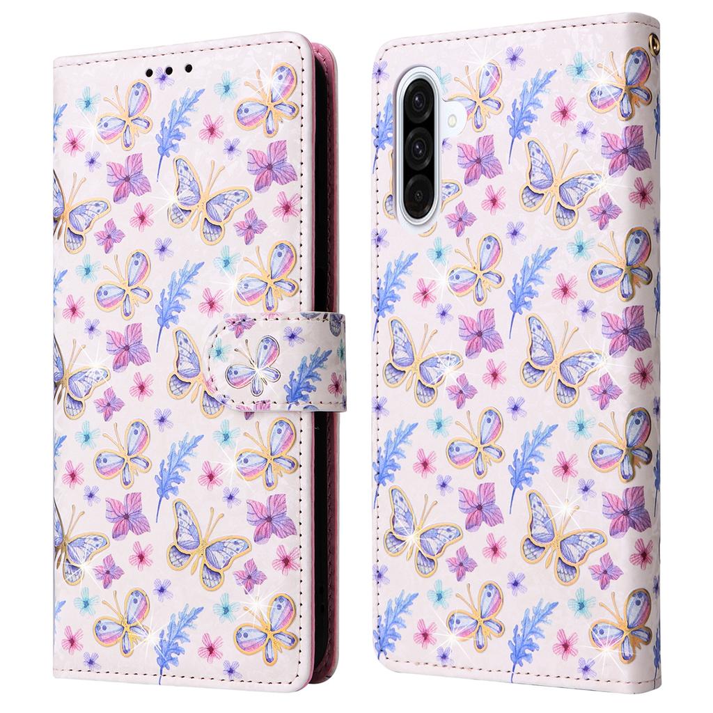 For Samsung Galaxy A17 5G/A17 4G/A26 5G Case RFID Blocking Flower Leather Phone Cover with Wrist Strap