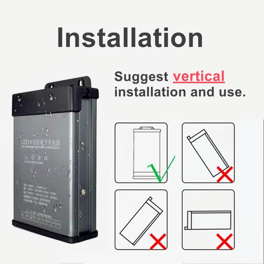 Full Power 5V/12V/24V/36V/48V Rainproof Power Supply Switch Transformer AC 220V Outdoor Adapter 350W 400W 600W SMPS with Filter
