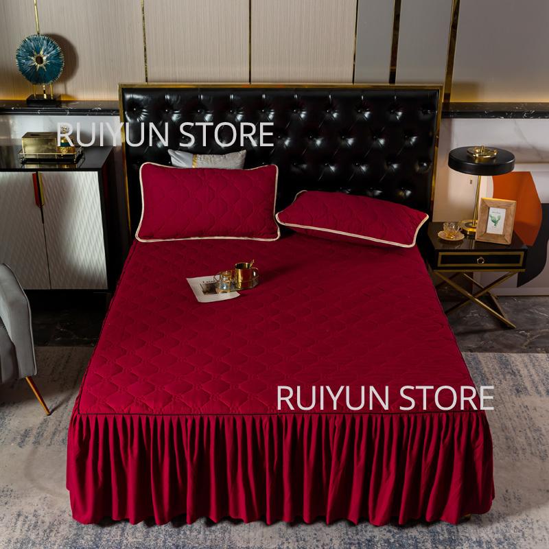Einfarbig Verdicken Bett Rock Nicht-slip Matratze Abdeckung Protecor Couvre Lit Bettdecke Bettlaken Hause Schlafzimmer Bett Rock Bett Abdeckung