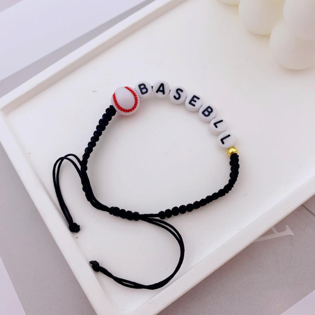 Pulsera de Cuentas Deportivas Hecha a Mano Única para Adolescentes - Voleibol, Baloncesto, Fútbol, Béisbol y Tenis Pulsera de Nudo de Cordón