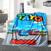 Custom Name Tayo Bus Adventure Blanket for Couch & Bed, Plush Cozy Fuzzy Blanket Super Soft & Warm Blankets for Fall and Winter. 0908196