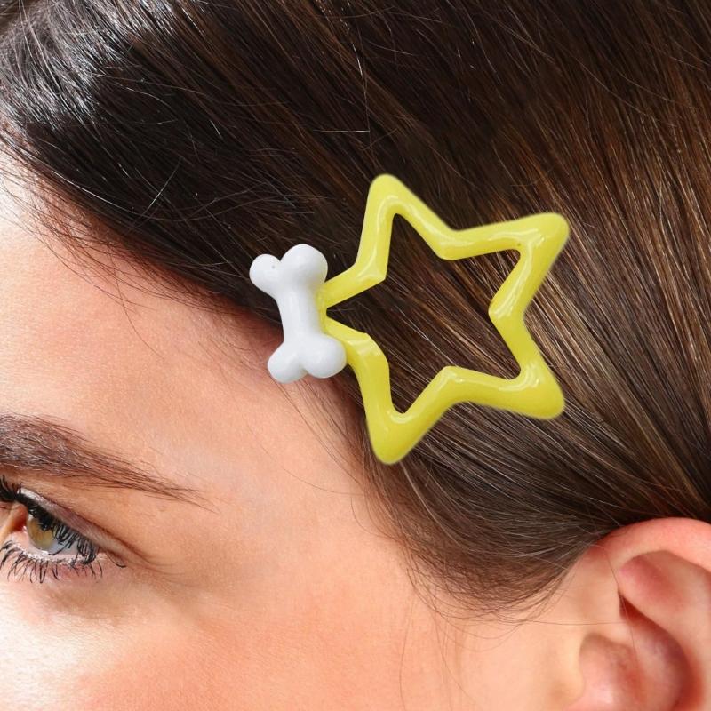 Y2K Girls Star Hair Clip for Teens Girl NonSlip Metal Sideclip Hairpin Bone Pentagrams Hair Barrettes Children Headdress