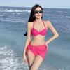 Women's High-End Ins Style Solid Color Bikini - Small Chest Enhancement, Sexy Swimwear for Hot Springs