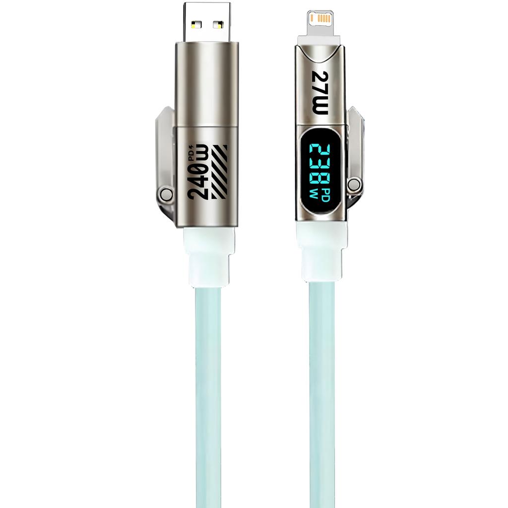4 In 1 Digital Display Super Fast Charging Cable Intelligent Digital Display Short Wire for Iphone17 Samsung Android Devices