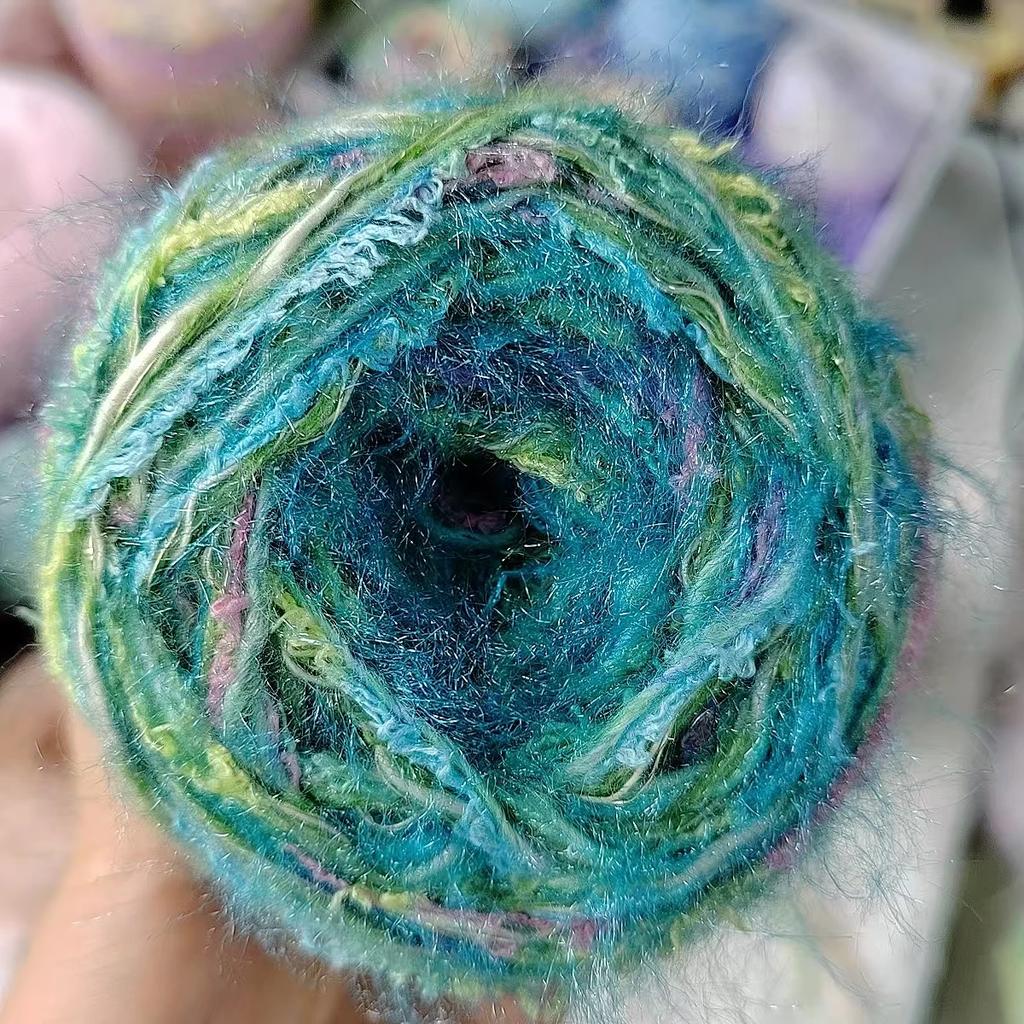 50g Sparkling Hair Gradient Mixed Yarn,multiple Strands Soft Fancy Mixed,DIY Hats,bags,woven Crocheted Dolls,hand Account Yarn