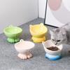 Cute Pet High Foot Bowl Ceramic Cats Drinking Feeder Dog Food Feeding Basin  Water Container