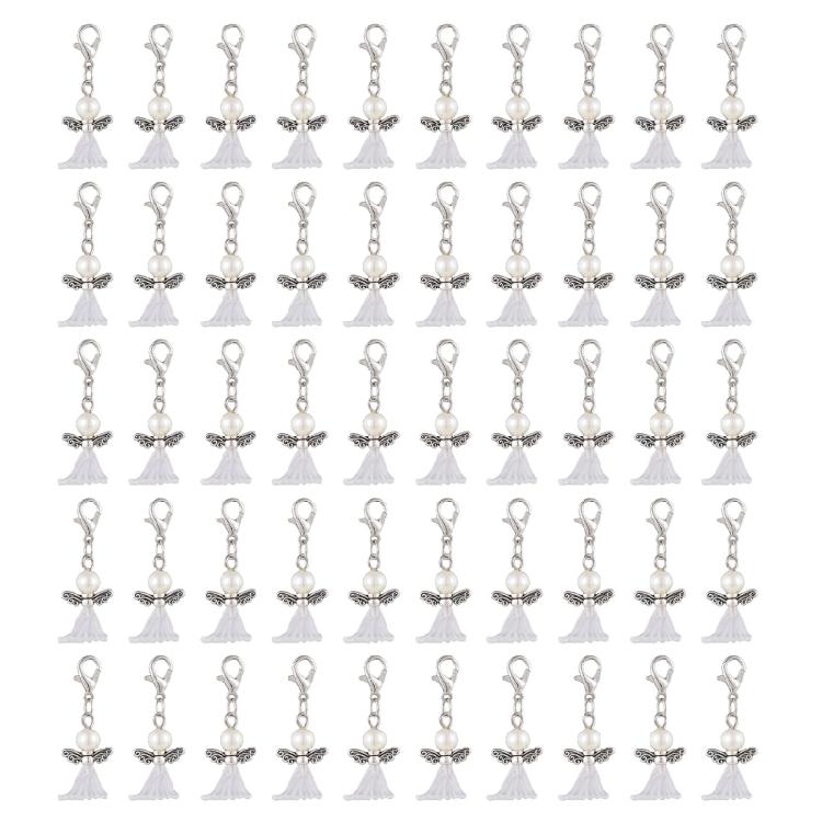 50Pcs Christmas Pendants Guardian Charm Keychain Set for Handmade Jewelry Gift 1