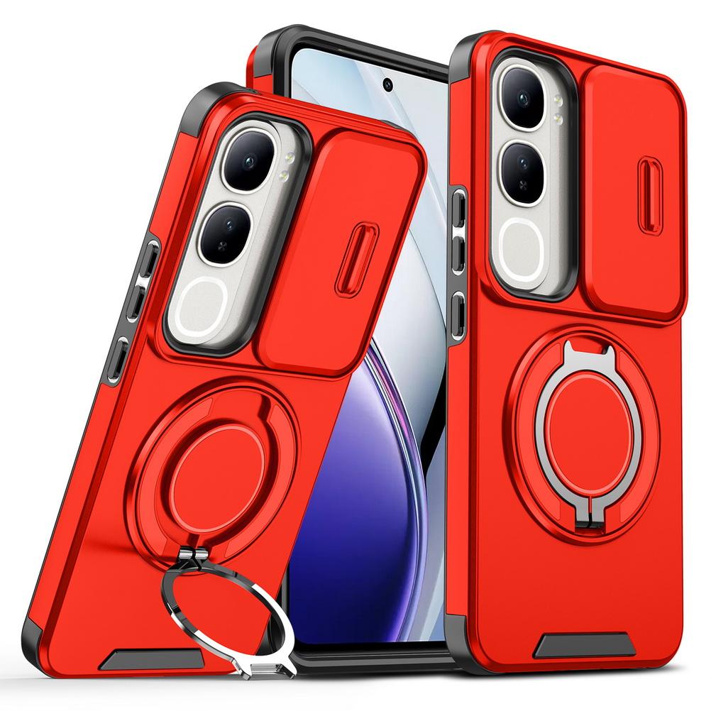 

Сдвижная защита камеры Чехол для телефона для VIVO V40 Lite vivo v40 Pro VIVOV S19 Pro Металлическая подставка Прочный чехол vivo S19 Pro красный