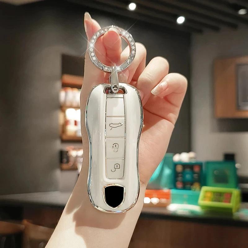 TPU Autoschlüsselhülle Abdeckung Keyless Schale Für Porsche Macan Boxster Cayman Panamera Spyder 718 911 9Ya 970 981 991 971 958 Schlüsselanhänger