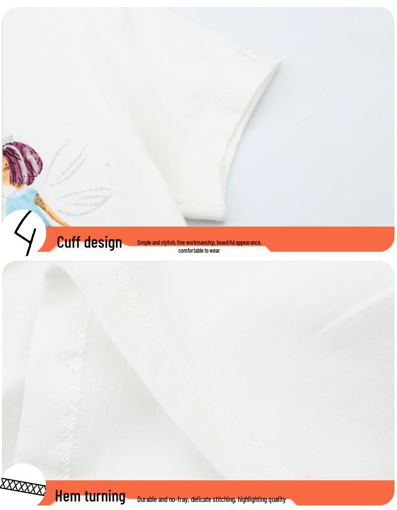 2024 European Summer Cartoon Print Short Sleeve Girls' Princess Dress