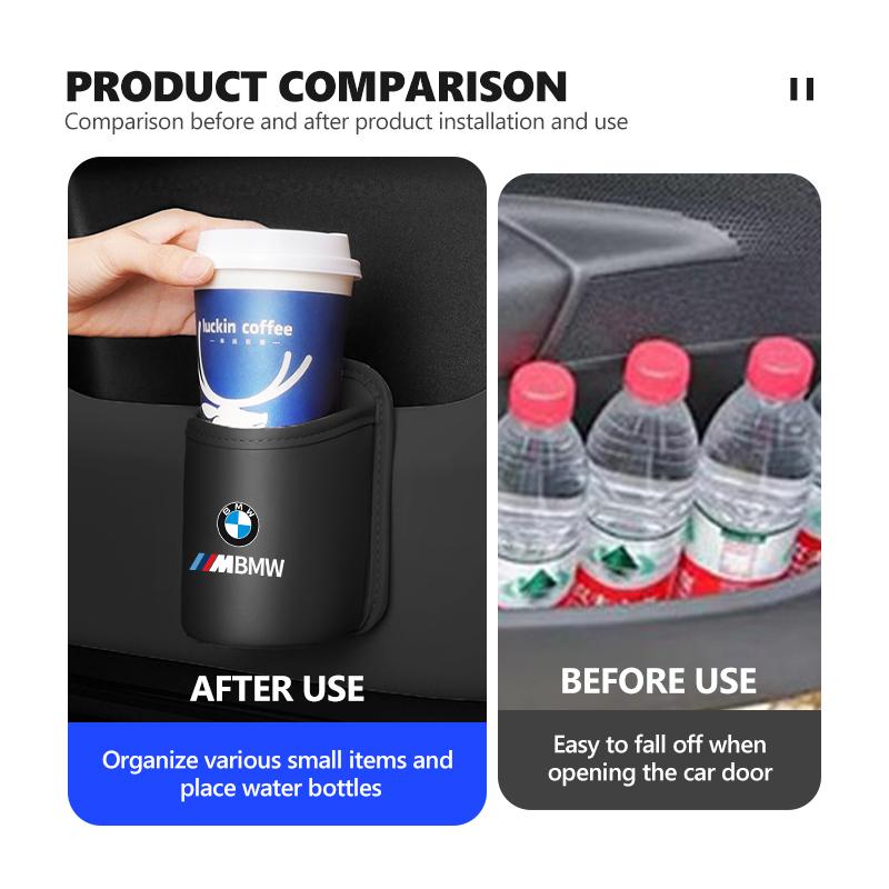 Car Door Water Cup Holder Back Seat Drink Rack Leather Storage Box For BMW X3 X5 M5 M3 E46 E90 E60 F10 E39 F30 E36 G30 E87 E70 OUVKF1