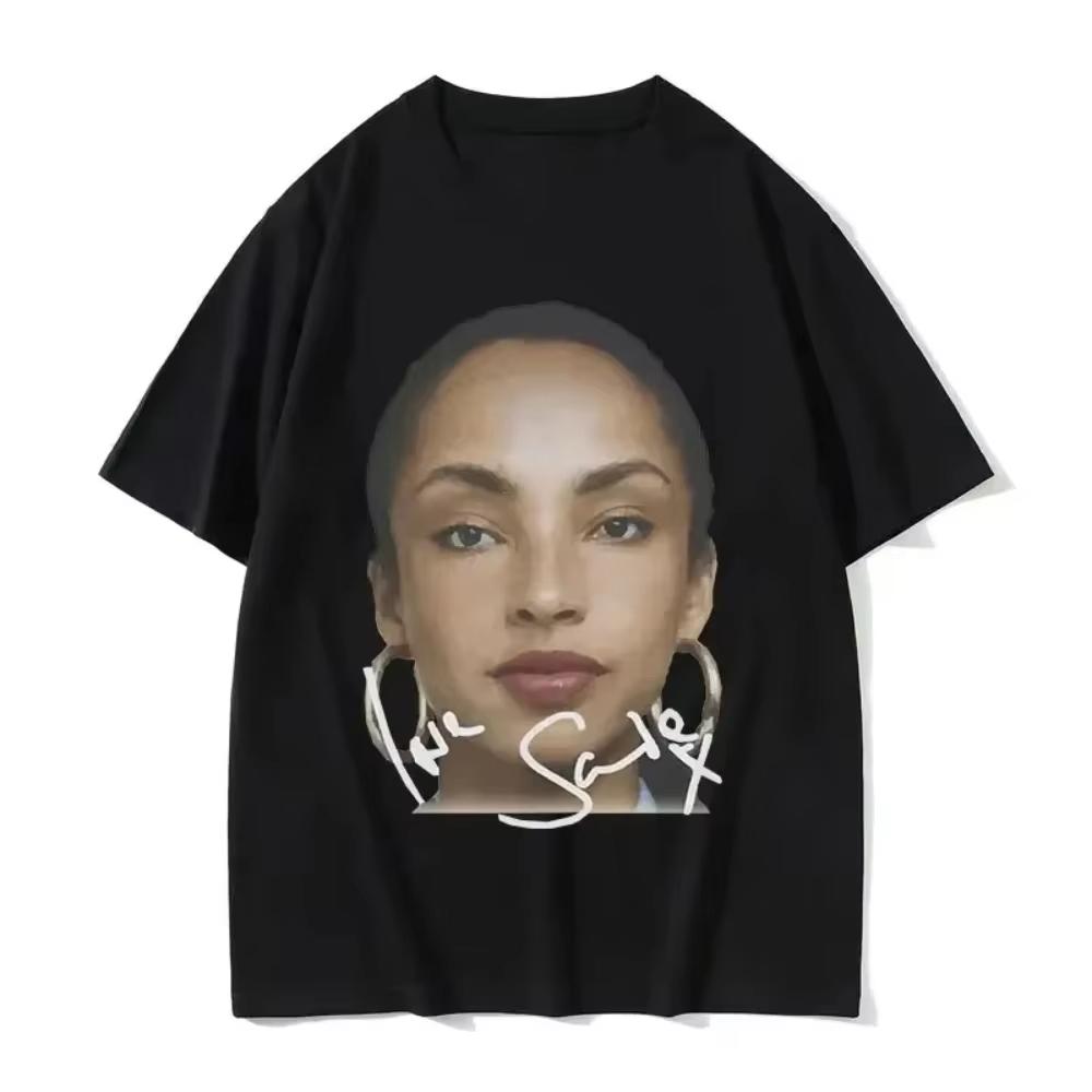 90s Singer SSade Print Graphic T Shirt Men and Women Hip Hop Vintage Short Sleeve Tshirts Oversized Tshirt Streetwear Graphic