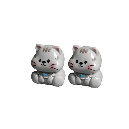 2 Pcs Mini Cat Figurines, Miniature Kittens Micro Landscape Decoration, Tiny Resin Animal Cake Toppers for DIY Terrarium Crafts, Fairy Moss Garden