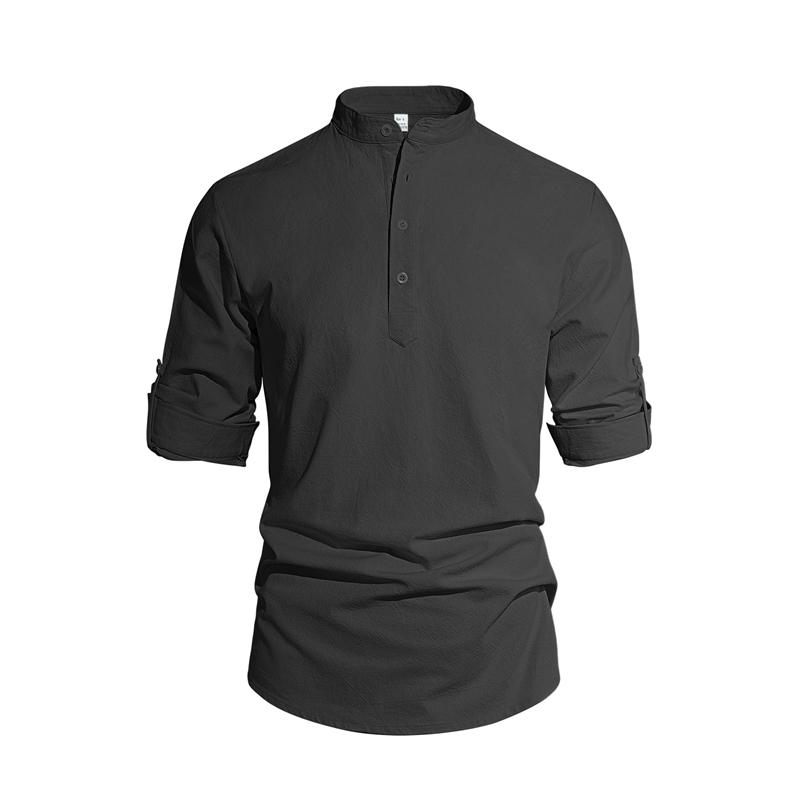 New Men's Casual Blouse Cotton Linen Shirt Loose Tops Long Sleeve Tee Shirt Spring Autumn Casual Handsome Men's Shirts