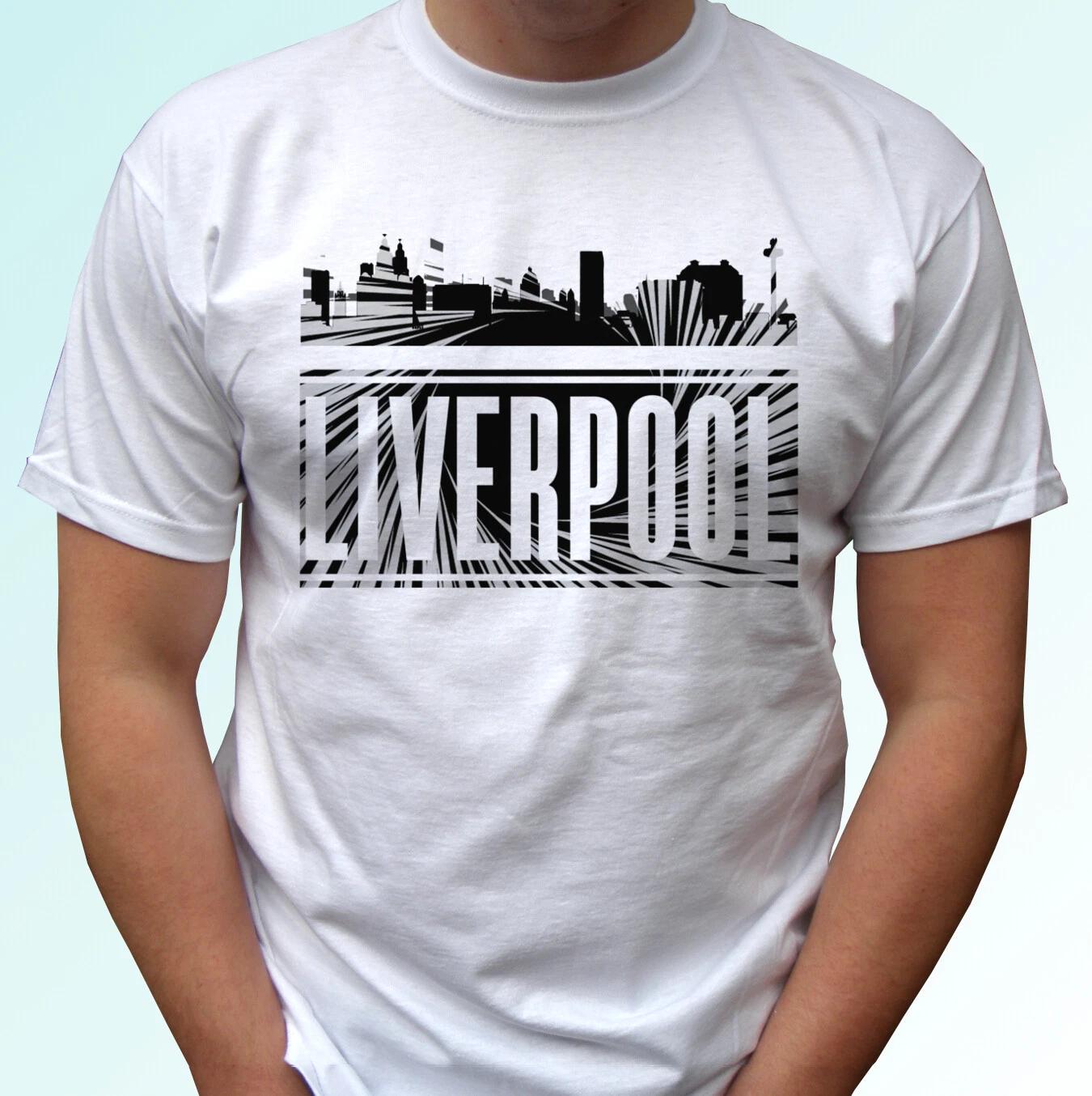 

Liverpool b&w white kids boys T-Shirt skyline city top scouser gift art s s kids 100