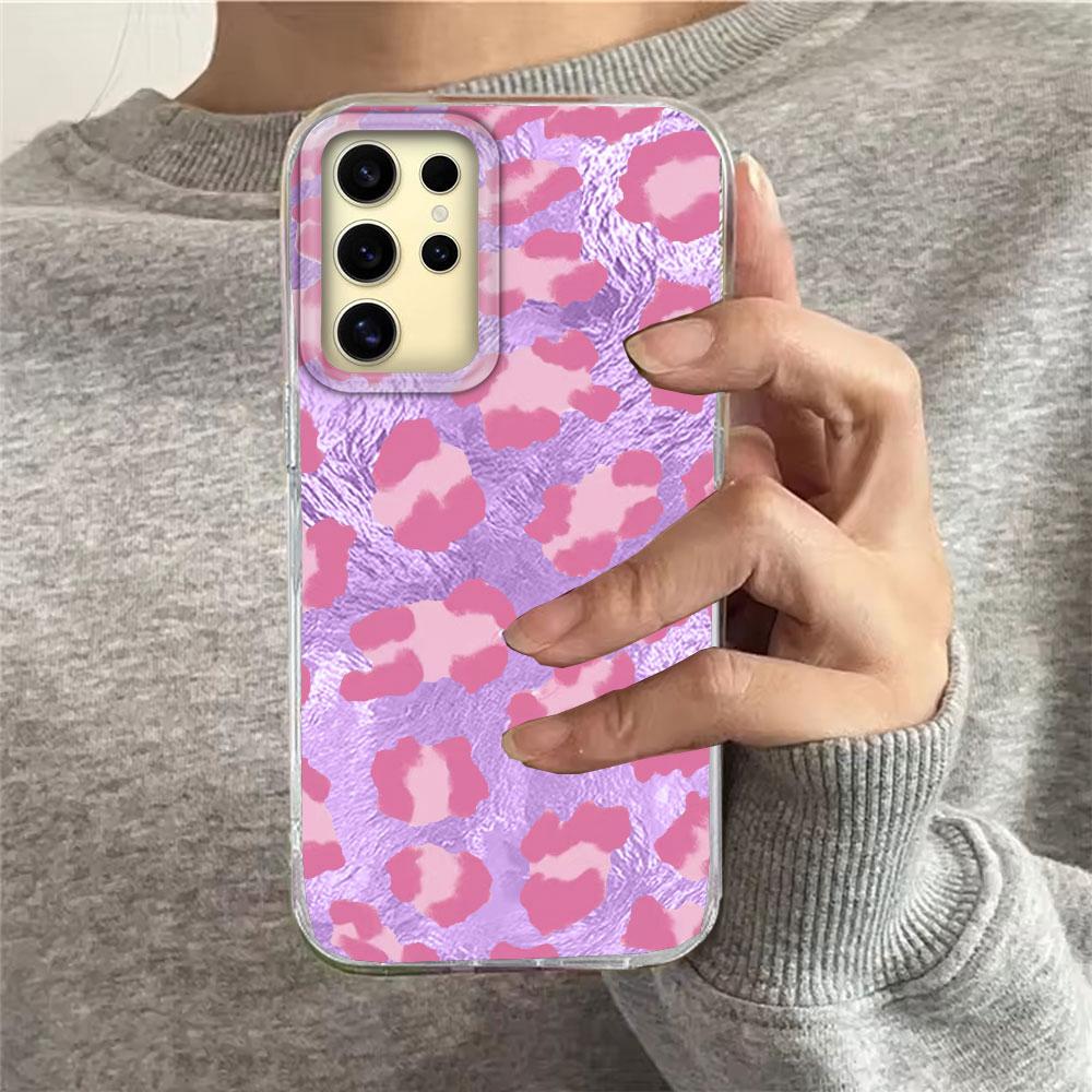 Retro Gradient purple Leopard Girl Vortex Texture Phone Case for Samsung Galaxy S25 Edge S24 S23 S22 S21 S20 FE Plus Ultra Cover