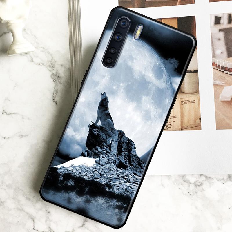 Moon Roaring Wolf Case For Oppo A18 A38 A58 A78 A98 A40 A60 A80 A16 A76 A96 A15 A17 A77 A74 A94 A54 A57S Cover