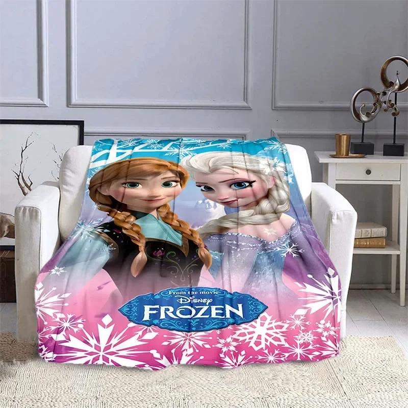 Disney Frozen Elsa Princess Blanket for Sofa King Size Cute Soft Flannel Throw Fluffy Bed Blanket New Born Winter Blanket Gift