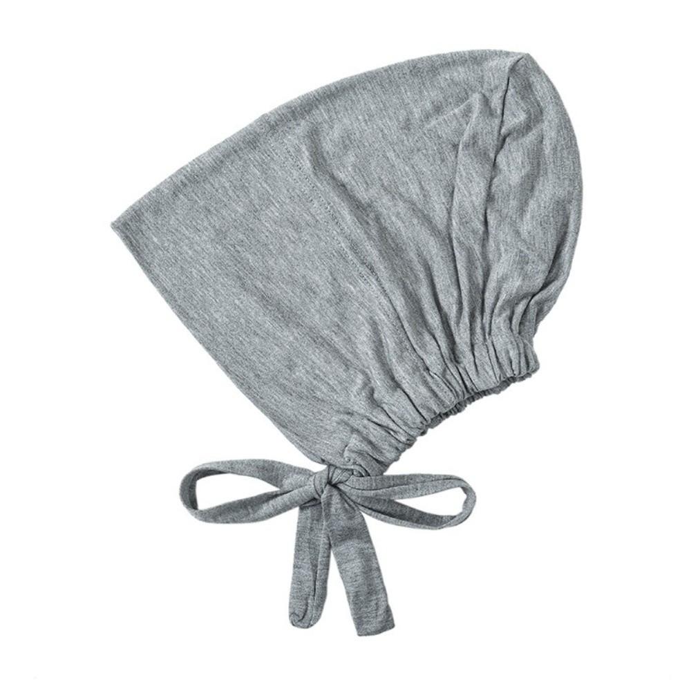 Solid Color Muslim Turban Hat Elastic Drawstring Islamic Underscarf Base Hat  Muslim Women