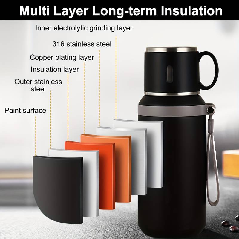 Tazza da Caffè in Acciaio Inossidabile da 600 ml Tazza Termica da Viaggio a Prova di Perdite Borraccia Termos Tazza da Tè Caffè Termos Stile Business da Ufficio