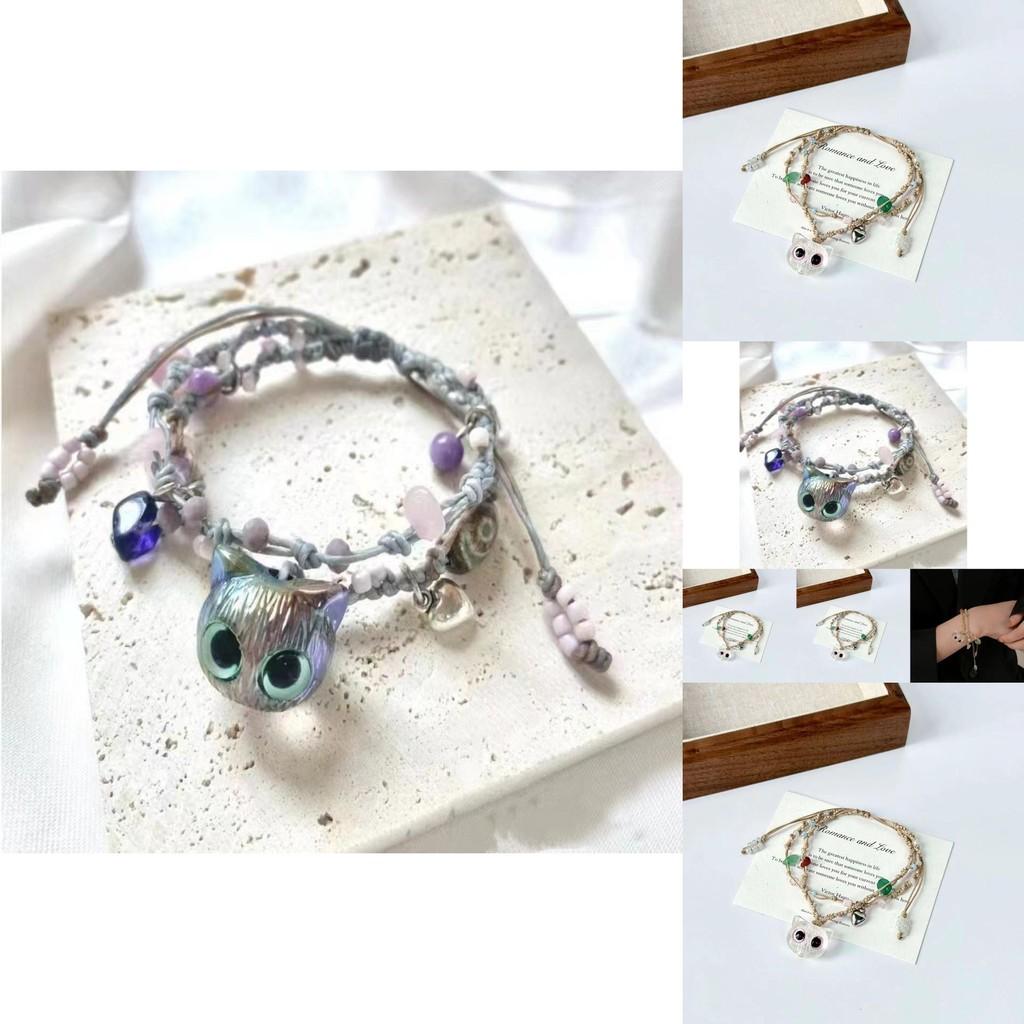 Entzückendes mehrfarbiges Katzenaugen-Perlenarmband für Damen Elegantes und trendiges Accessoire