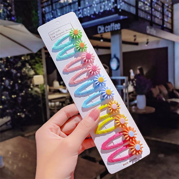 2021 Cute 10 Pcs/set Cartoon Hair Clips for Baby Girl Hairclip Flower Fruit Hair Pins Kids Hair Accessories Gift