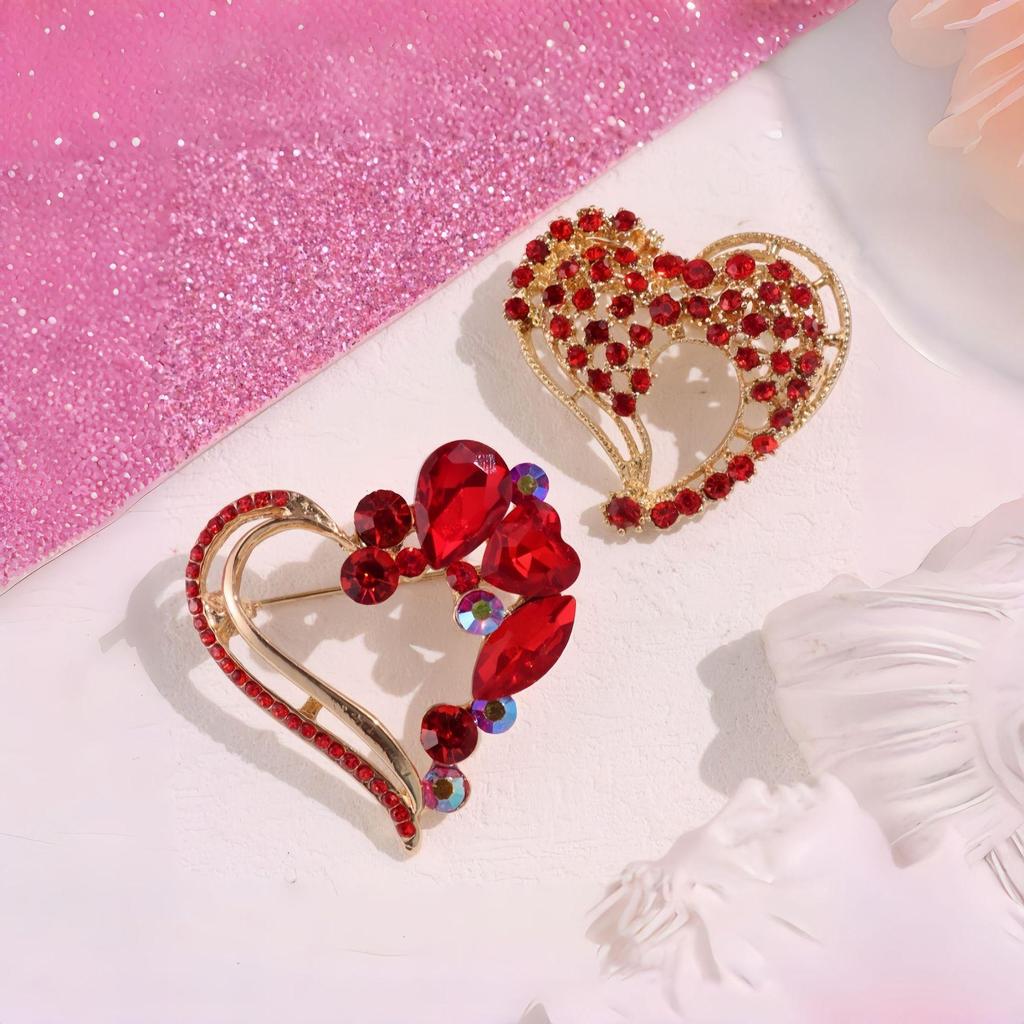 Elegant Rhinestone Heart Brooch: Versatile Jewelry Pin for Women's Suits & Shirts