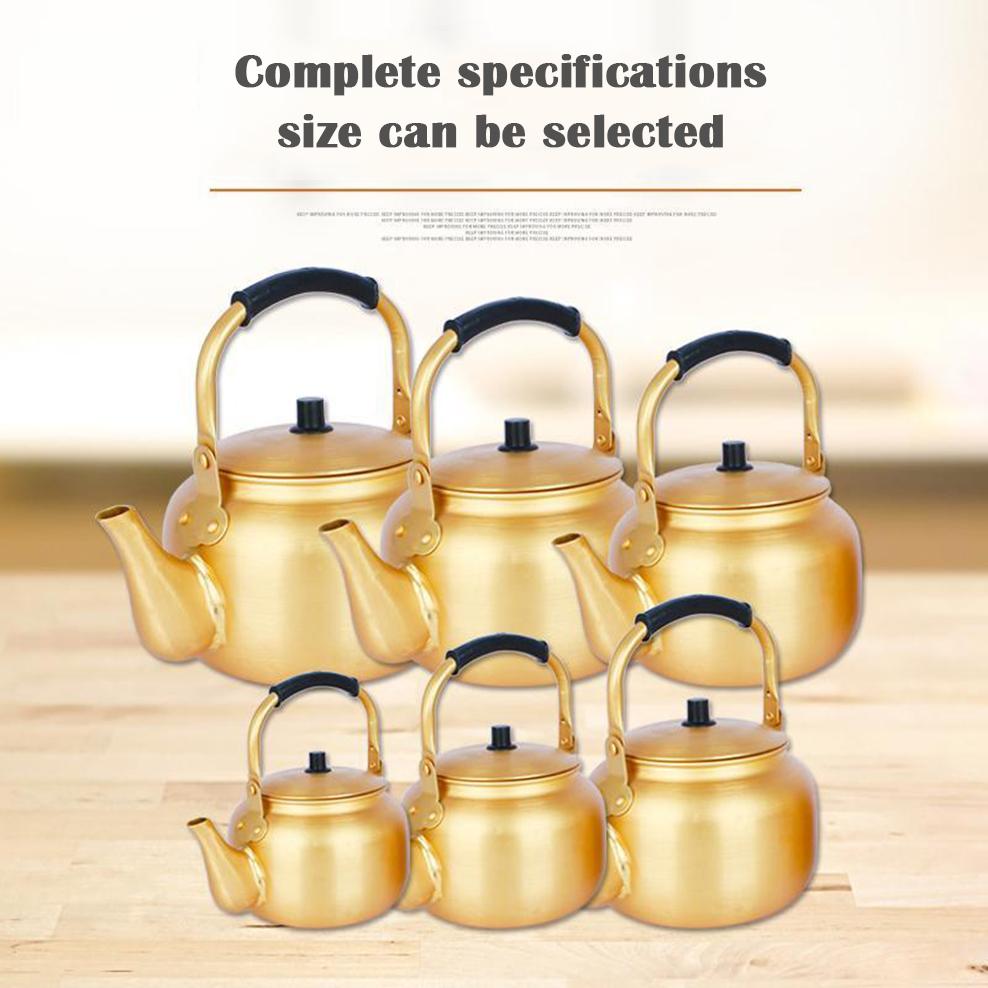 Korean style yellow aluminum kettle, Warm wine pot for home, Large capacity teakettle, Gas boiling water pot for kitchen, 3L/4L