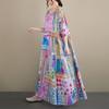 DIMANAF New 2026 Summer Beach Women Plus Size Fashion Lady Long Dress Loose Oversize Maxi Floral Print Cotton