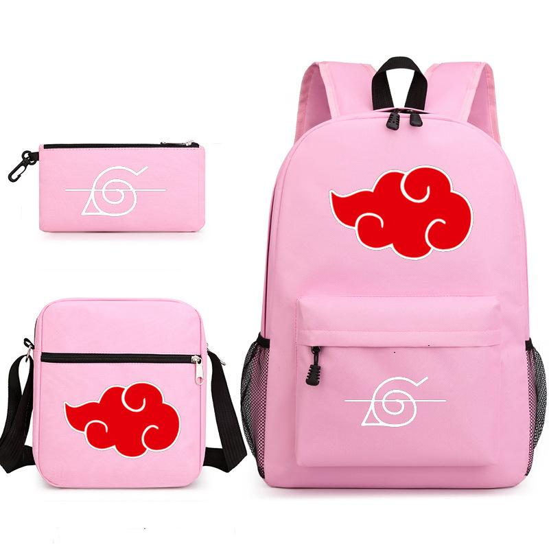 Anime Naruto Starry Sky Teen Student School Bag Three-Piece Set Men'S And Women'S Backpacks Satchel Pencil Bag