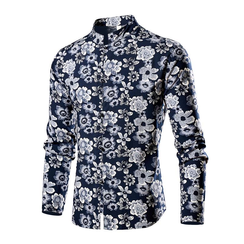 Autumn and Winter New Product Button-up Stand-up Collar Trendy Long-sleeved Shirt Shirt Men's Cardigan