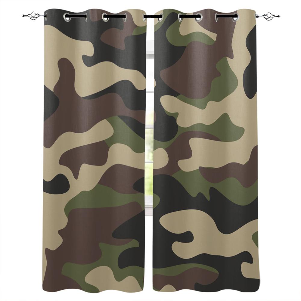 

Камуфляжные зеленые коричневые геометрические роскошные домашние шторы товары для дома Гостиная Спальня шторы на заказ 135W x 60H(cm)