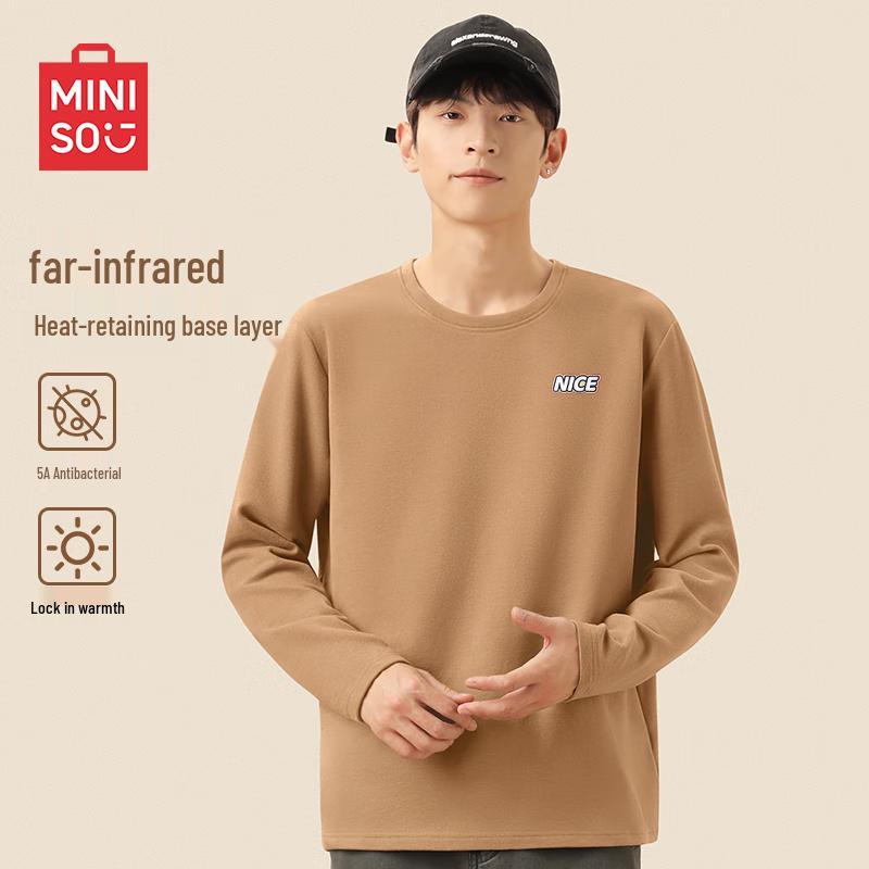 MINISO Men s Trendy Loose Fit Long-Sleeve American Letter T-Shirt 2XL