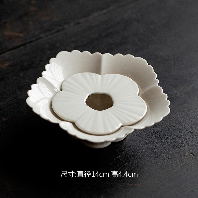 Plant ash water storage pot bearing handmade ceramic flower mouth tea tray household small dry brewing tray Kung Fu tea set