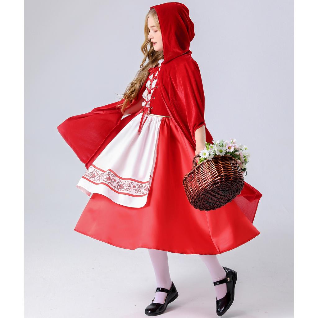 Halloween children's Little Red Riding Hood costumes, capes, children's fancy dress party costumes
