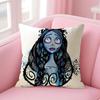 Cartoon CCorpse Bride Cushion Cover Natural Linen Pillow Case DoubleSided Print Decorative Sofa Pillowcase Home Decor Gift