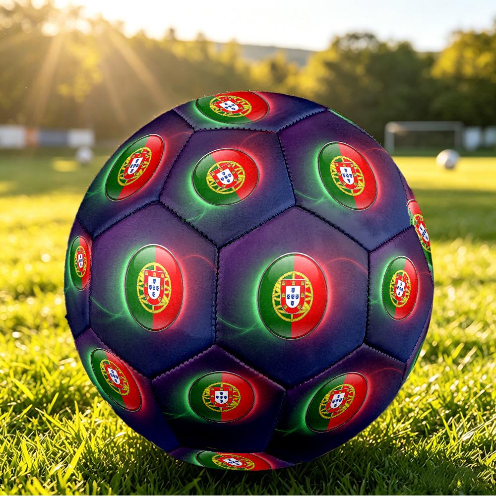 Portugal Football Printed Size 5 Soccer Ball Wear Resistant Standard Adult Training Football Fan Gift for Indoor Outdoor Match Sports