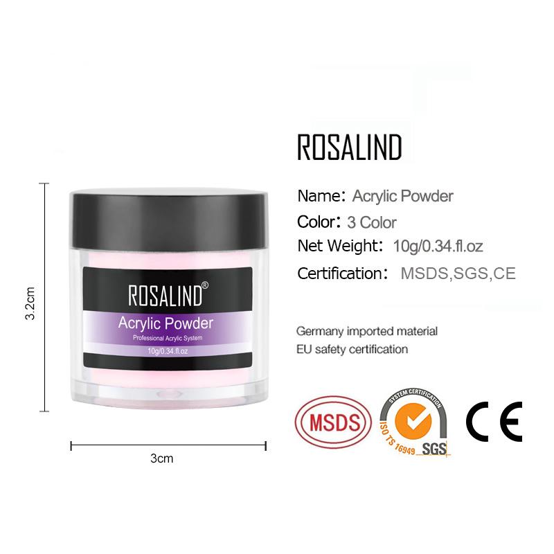 ROSALIND White Clear Pink Carve Crystal Powder Gel Acrylic Powder Set For Nail Extension Builder Tools Manicure Acrylic Nail