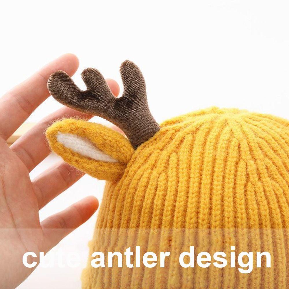 Elk Antlers Warm Knitted Hats Thickened Ear Protection Hats Pullover Princess Cap  Autumn Winter