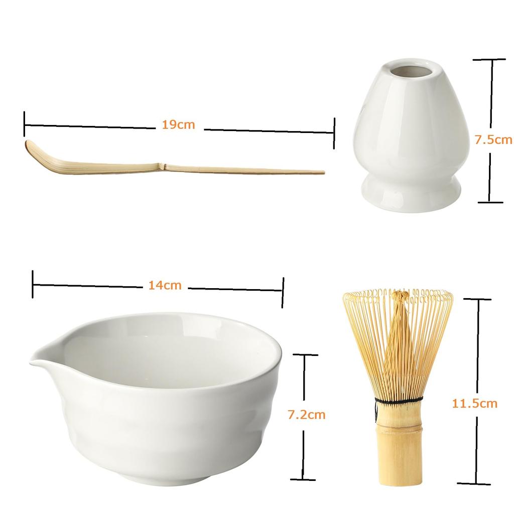 Tea ceremony set including a spouted matcha a tea whisk a tea whisk and a tea bowl, (100 prisms), stand, scoop.